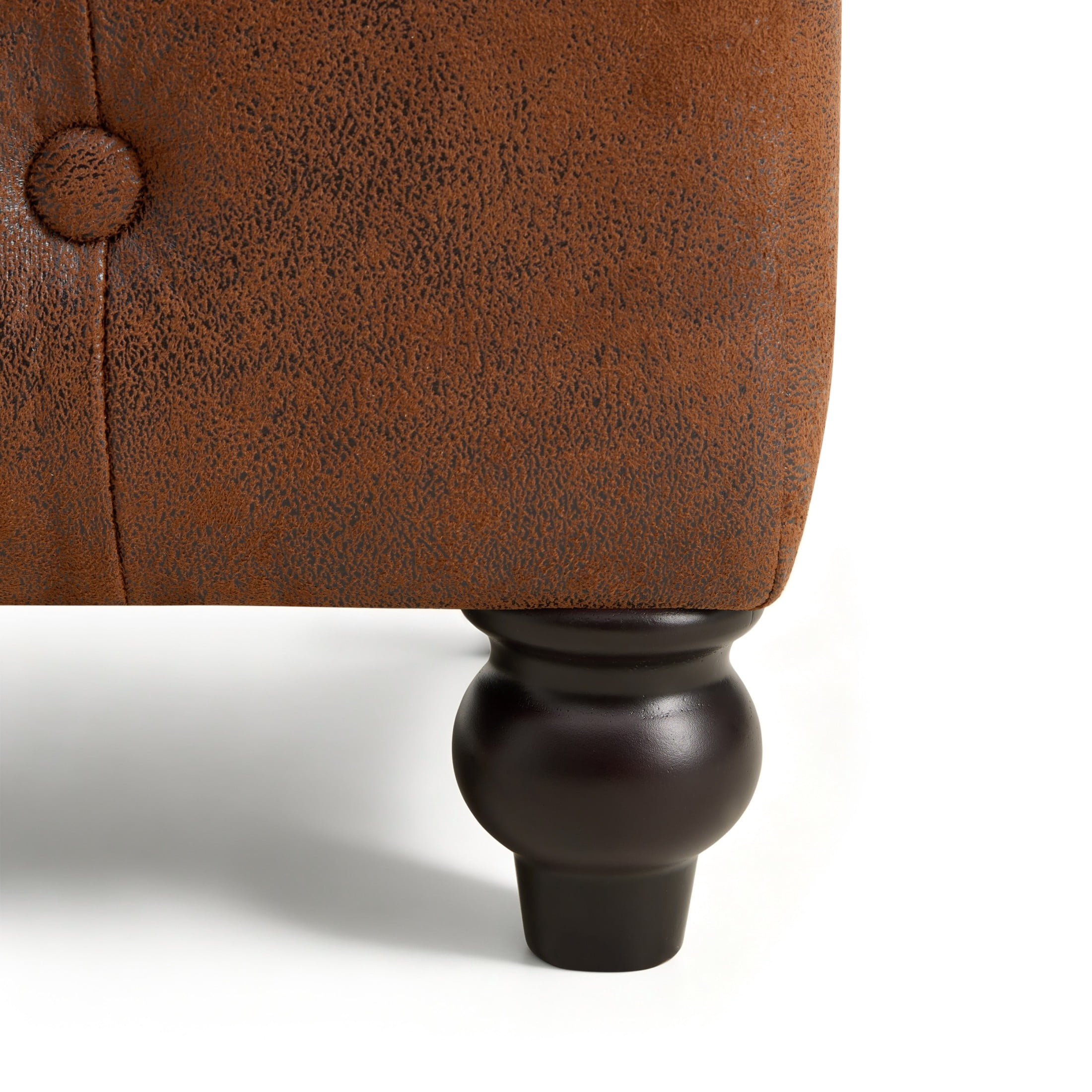 Christopher Knight Home Modern Rectangle Storage Ottoman, Tufted Faux Suede Footrest, Wood Legs, Brown