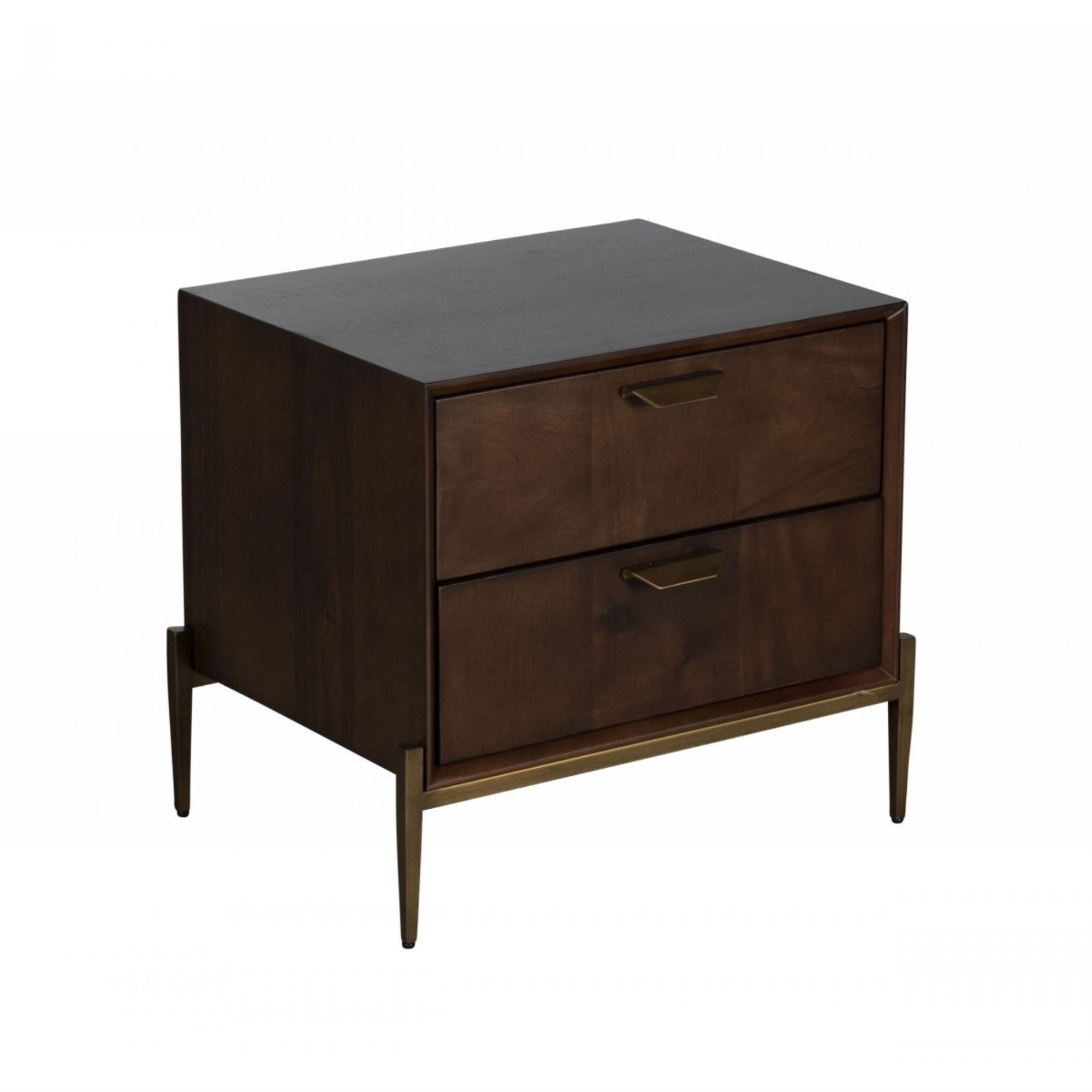 Brown Benjara 2 Drawers Wooden Frame Nightstand with Straight Legs