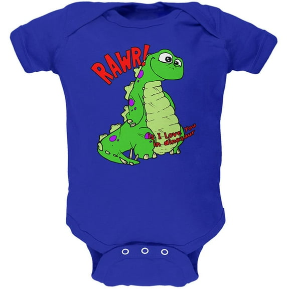 RAWR I Love You Dinosaur Soft Baby One Piece Royal 12-18 M