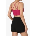 thumbnail image 4 of TheMogan Women's Padded Lace Bralette Cross Strap & Stretchy Smocked Back Crochet Bra Crop Top Magenta S, 4 of 7