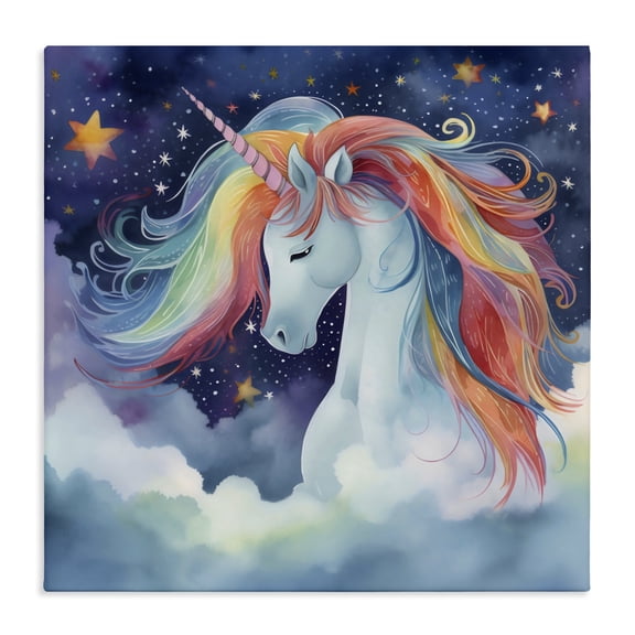 Stupell Industries Rainbow Mane Unicorn in Clouds Canvas Wall Art, design by Creative Studio