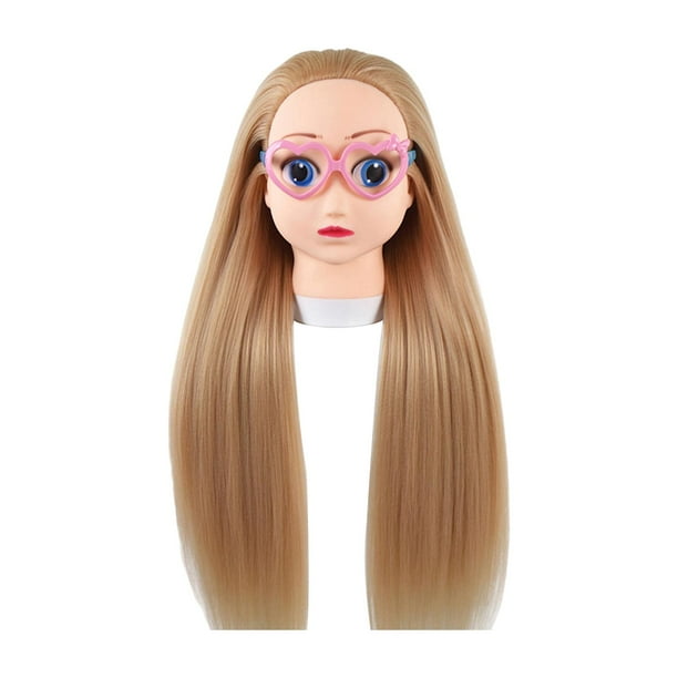Cabeza de maniquí de entrenamiento para niños, cabeza de muñeca de práctica de estilismo, modelo de cabeza de muñeca de 25,59 pulgadas con abrazadera Estilo A
