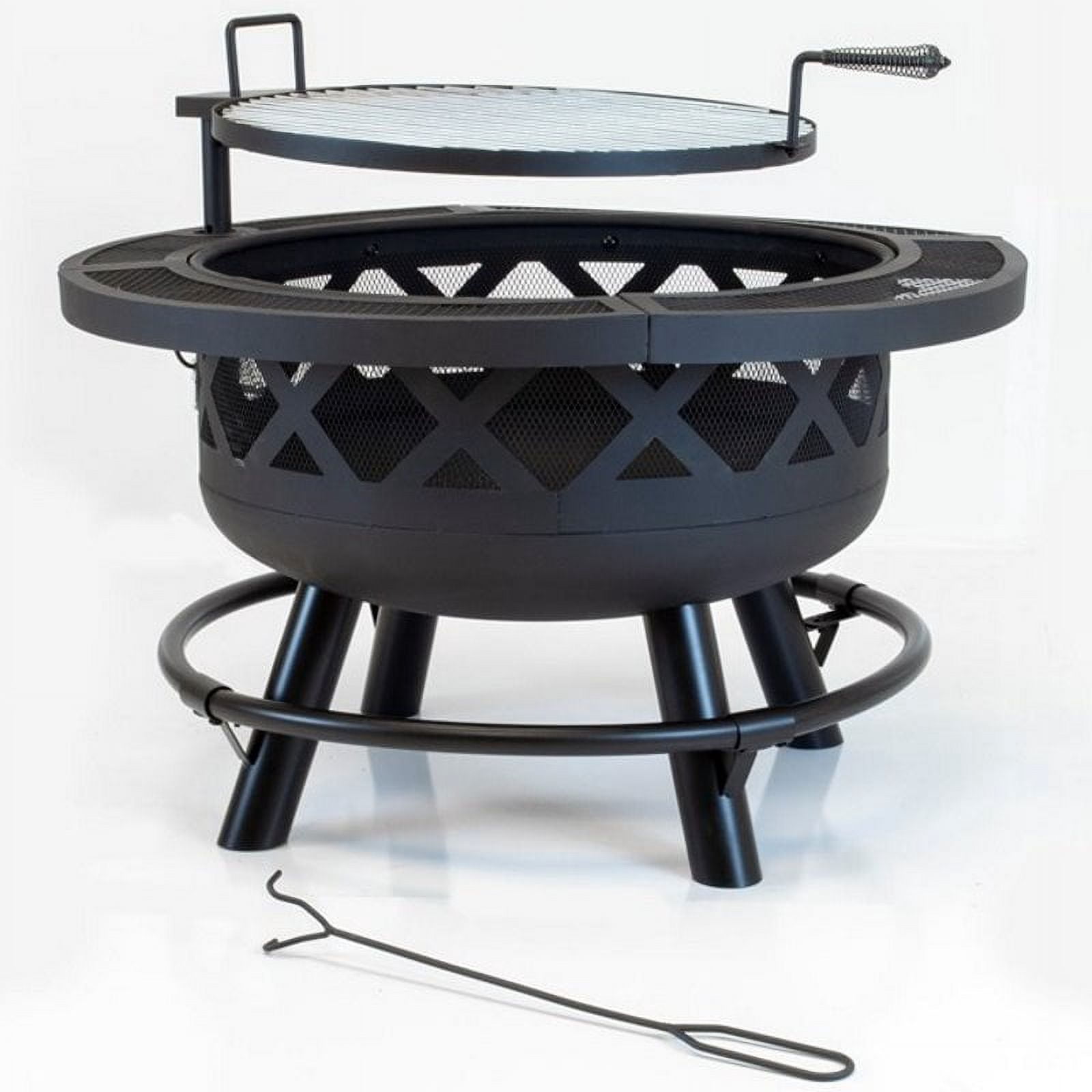 Outdoor Leisure Products 5511 32" Black Roundup Fire Pit with cooking shelf