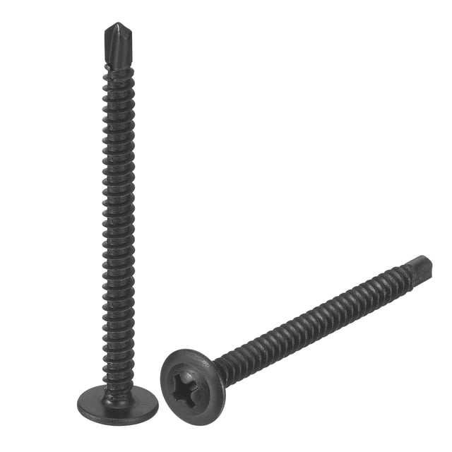 50 Pcs 8x2" Vis Autotaraudeuses, Acier au Carbone Auto-Perçant, Noir