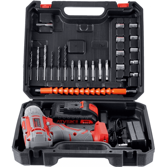 Kit Taladro Eléctrico Atornillador Inalambrico Rojo 21 V