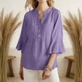 thumbnail image 2 of Wensltd Women V Neck Blouses Long Sleeve Open Front Cardigan Cotton Linen Solid Color Casual Soft Blouses, 2 of 7