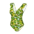 thumbnail image 4 of Yiaed Watercolor Kiwi Fruits Summer Print Women's Ruffled One Piece Swimsuit V Neck Swimwear Slimming Monokini for Woman-Medium, 4 of 8