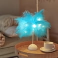 thumbnail image 6 of Eespoir Feathers Table Lamp, Elegant LED Feather Bedside Desk Light, Battery Operated, for Bedroom Wedding Christmas Valentine's Day Decor, 6 of 8