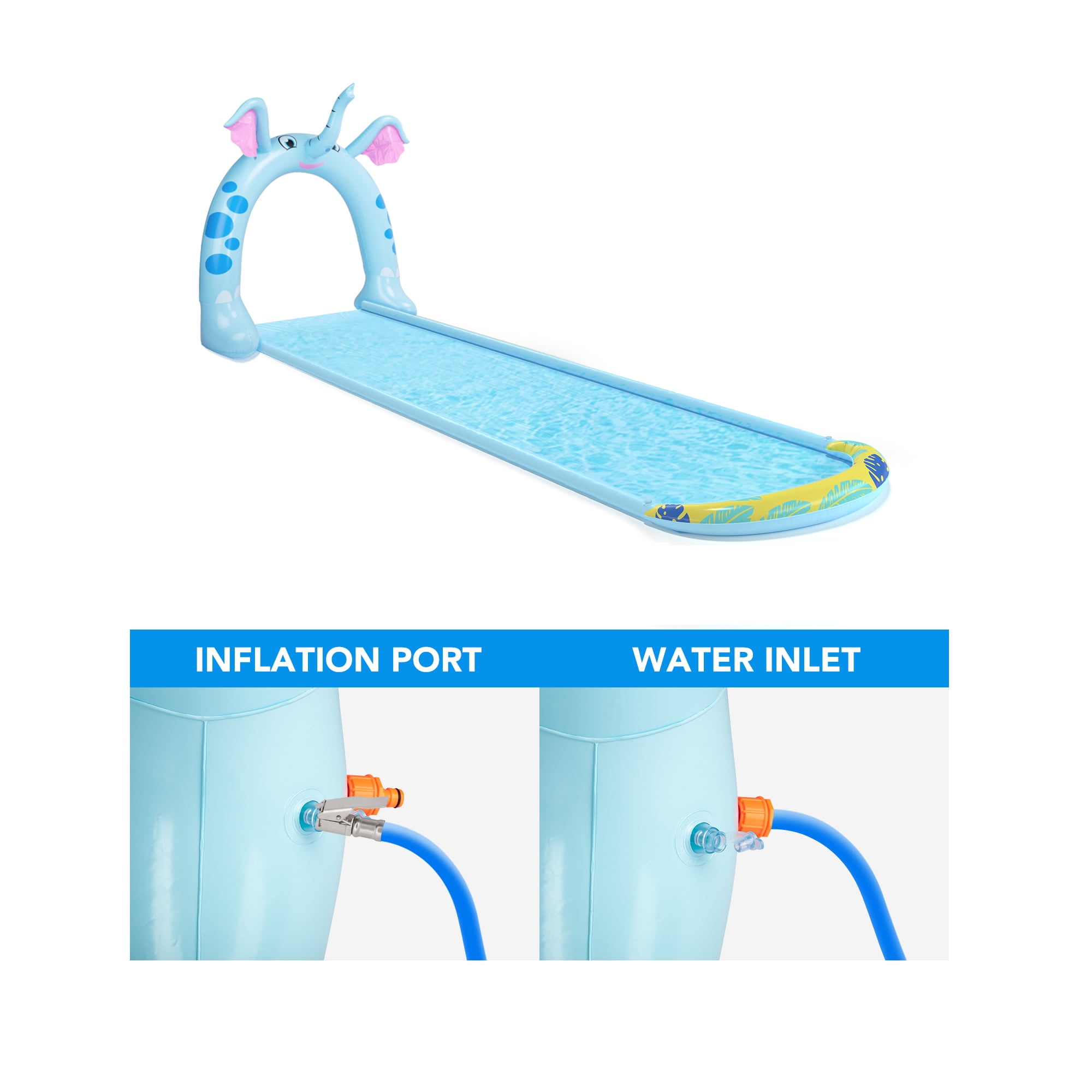 Pool Central 16' Inflatable Elephant Arch Sprayer Slide Outdoor Kids Water Toy