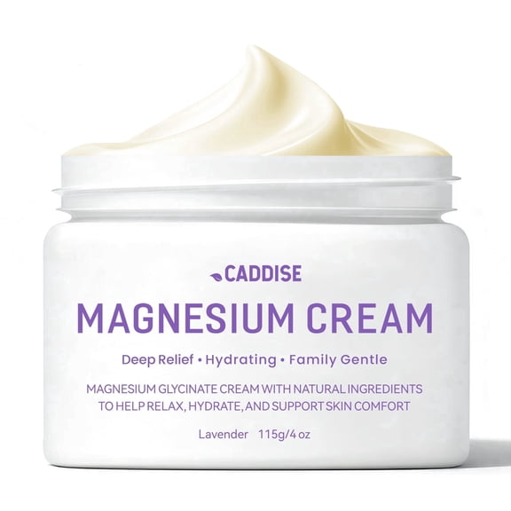 CADDISE Magnesium Cream, Natural Magnesium Glycinate Lotion for Sleep Support, Muscle Relaxation & Leg Cramp Relief, Nighttime Hydrating Body Butter, Lavender, 4oz