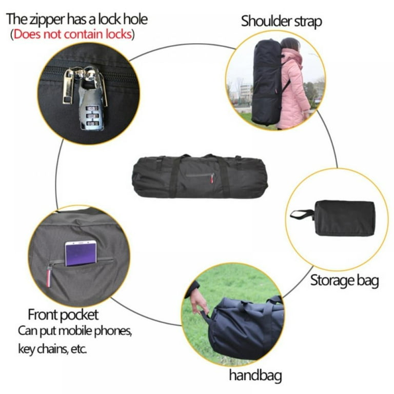 Popvcly 1Pc Outdoor Multi function Folding Tent Bag Waterproof Luggage Handbag Sleeping Bag Storage Pouch For Hiking Camping Travel Black 65L