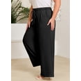 thumbnail image 5 of SHEWIN Womens Plus Size Pants Wide Leg Pants Palazzo Drawstring Elastic Waist Lounge Pants Spring Summer Lightweight with Pockets Black 2X, 5 of 11
