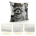 thumbnail image 4 of PHYHOO Animal Throw Pillow Cushion Cover, and Rabbit in Human Clothes Illustration, Decorative Square Accent Pillow Case, Black Grey White, 4 of 5