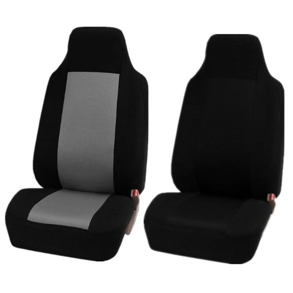 AUQ 2Pcs Car Seat Covers,Weatherproof Fabric Car Seat Cover,Fits Cars Universal Design Seat Covers,Gray&Black