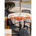 thumbnail image 4 of Outdoor Tablecloth with Umbrella Hole and Zipper, Fall Orange Square Table Cloth 54x54 Inch Waterproof Tablecloth, Thanksgiving Autumn Watercolor Pumpkin Picnic Table Cover for Patio Camping, 4 of 7