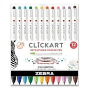 ClickArt Porous Point Pen, Retractable, Fine 0.6 mm, Assorted Ink Colors, White/Assorted Barrel, 12/Pack | Bundle of 2 Packs