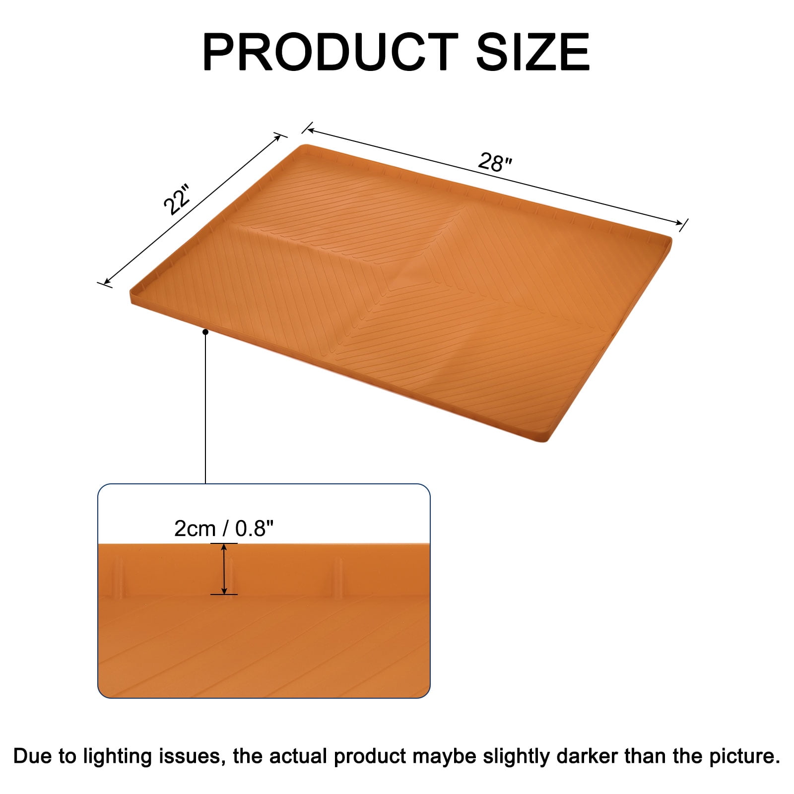 Uxcell Waterproof Under Sink Mat for Kitchen, 28" x 22" Silicone Under Sink Liner Drip Tray Organizer Mats for Kitchen Bathroom Cabinet, Pet Feeding Mats, Brown