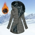thumbnail image 2 of Quealent Quilted Jackets for Women Long Thicken Puffer Jacket Fleece Lined Winter Coats Hooded coat with Zip Pockets Gray for Size S, 2 of 7