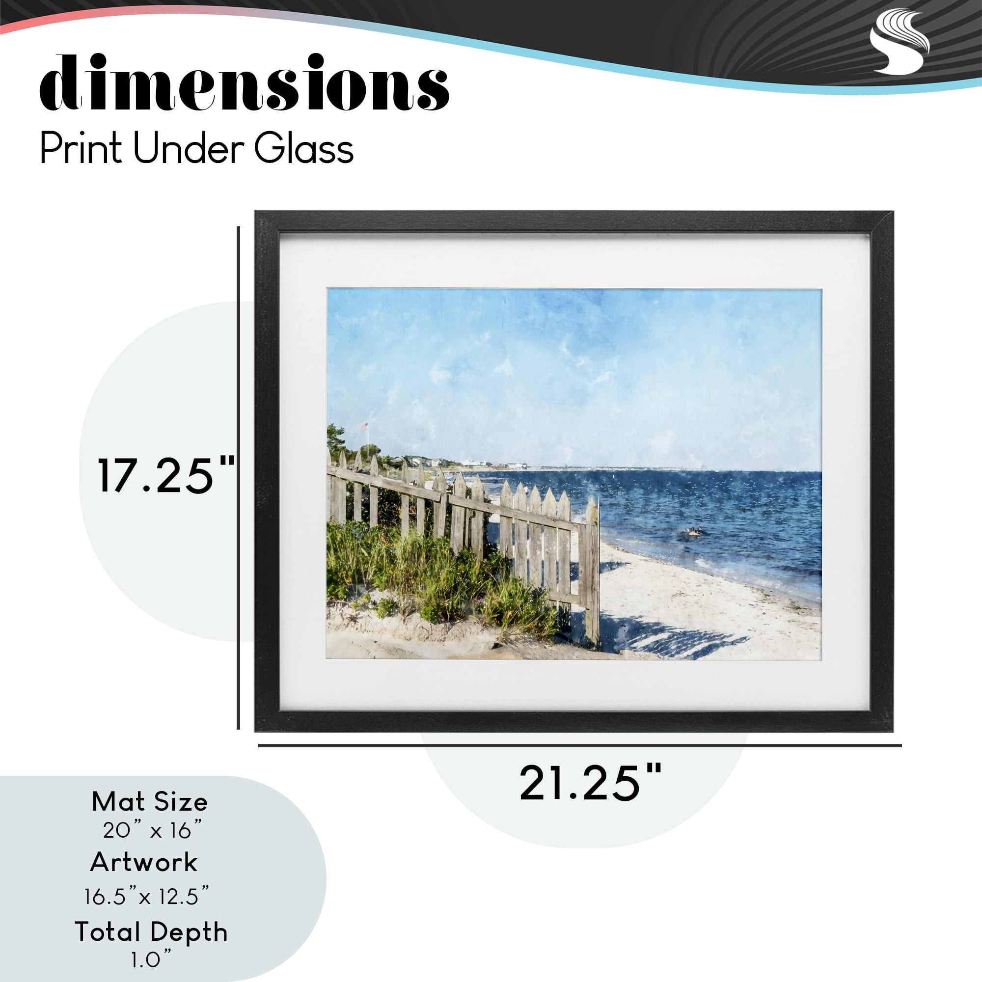 Stupell Industries Beach Pickets View Black Framed Print Under Glass, design by Kim Curinga