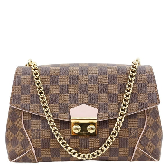 Pre-Owned Louis Vuitton Caissa Chain Damier Ebene Clutch Shoulder Bag Rose Ballerine