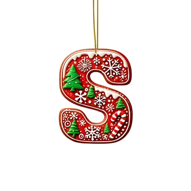 26 Piezas De Letras Rojas Para Decorar El Árbol De Navidad, Letras Con Bastones De Caramelo Y Diseño De Bayas, Mini Adornos Colgantes Con Letras, Para Fiestas Y El Hogar, Acrílico 2D Para El Árbol D