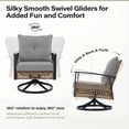 thumbnail image 5 of LAUSAINT HOME 3 Pieces Patio Outdoor Furniture Set with 2-Tier Coffee Table, PE Wicker Swivel & Rocking Chairs with Gray Cushions for Garden, 5 of 8