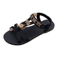 thumbnail image 6 of Rokment Womens Bohemian Flat Dress Sandals Beach Summer Flower Design Comfortable Casual Low Heel Elastic Strap Slingback Walking Sandals for Vacation Black Size 6, 6 of 7
