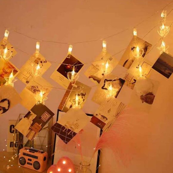 Clearance! Photo Clip String Lights 20 LED Pictures Display Hanging LED Fairy Lights for Bedroom Dorm Decor Gift for Girls