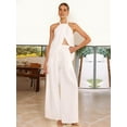 thumbnail image 5 of Women'S 2 Piece Outfits 2025 Summer Casual Sleeveless Mock Neck Crop Tops Wide Leg Pants Set White XL, 5 of 7