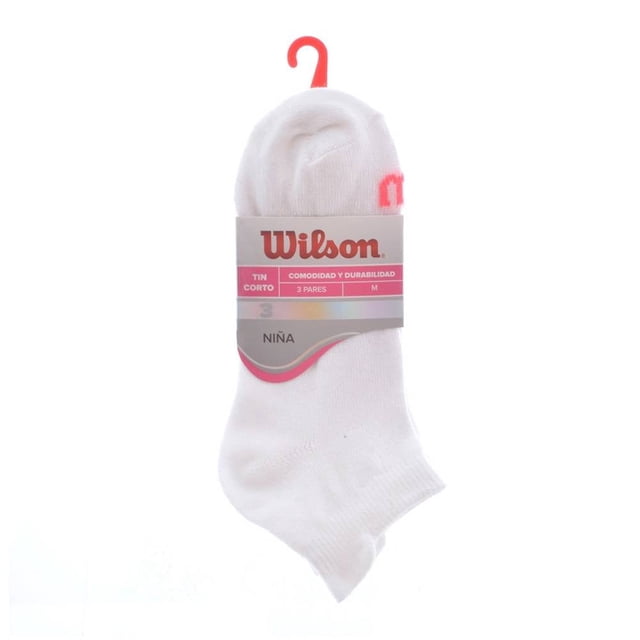 Tin Wilson para Niña, Blanco Corto sin Felpa 3 Pares Talla M de 18 a 21.5 cm
