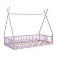 thumbnail image 6 of IVV Floor Bed, Twin Size House Bed with Fence and Roof, Solid Construction, Easy Assembly, Pink, 6 of 9