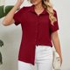 thumbnail image 4 of Fiudx Camisetas para Mujer Blusa de Manga Corta con Botones y Cuello Redondo para Mujer, Blusa Holgada de Color Sólido, 4 of 7