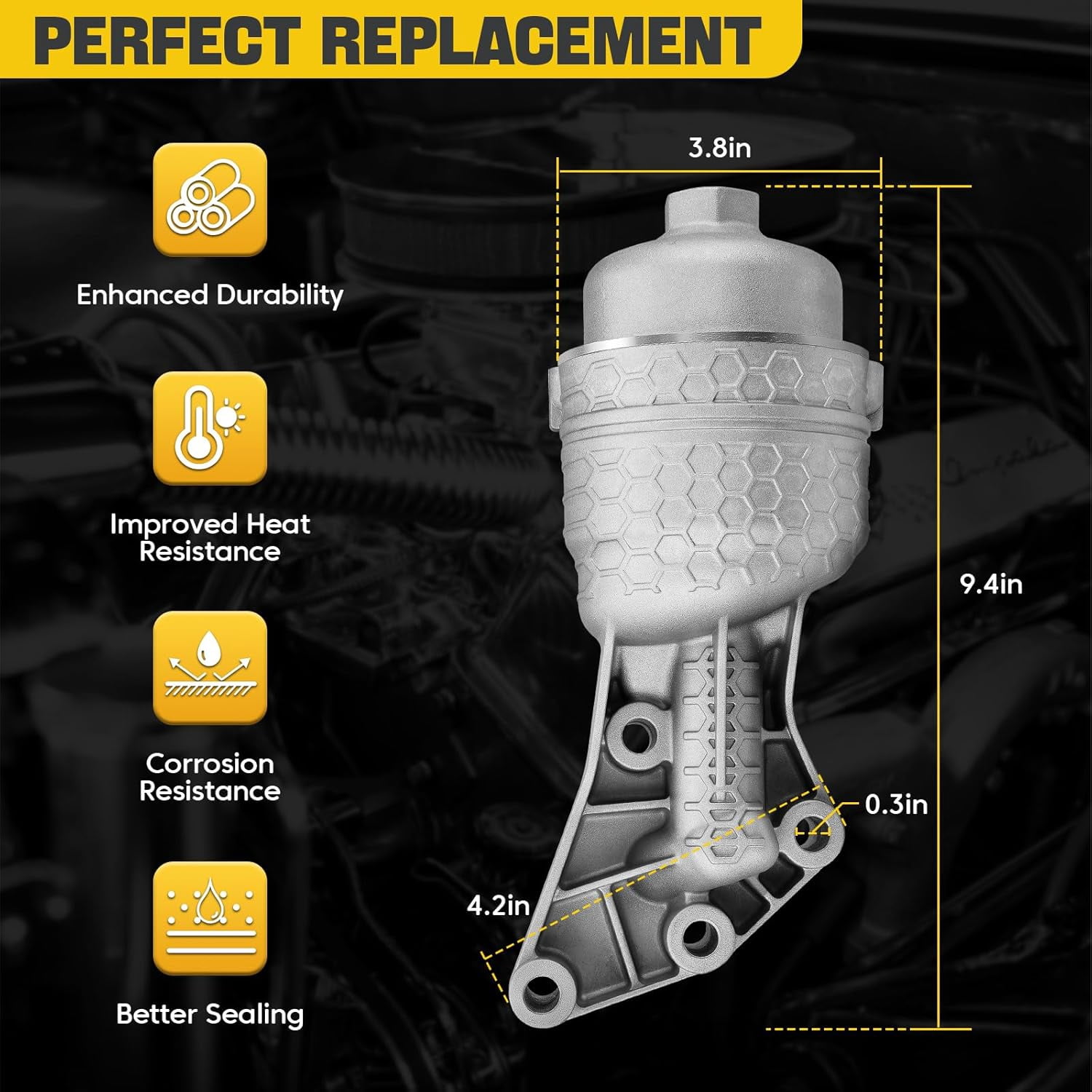 26300-3LAA0 Upgrade Full Aluminum Oil Filter Housing Compatible with Hyundai 14-16 Genesis 17-20 Genesis G80 20-23 Palisade Kia 17-20 Cadenza 19-20 Sorento 19-21 Sedona 20-24 Telluride OE# 263003LAA0