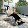 thumbnail image 7 of Buytoshop 67"x 22"&nbsp; Chaise Lounger Cushion, Recliner Rocking Chair Sofa Mat Deck Chair Cushion, White_BlueLeaf, 7 of 7