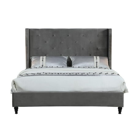 valentina wingback upholstered velvet platform queen grey bed walmart