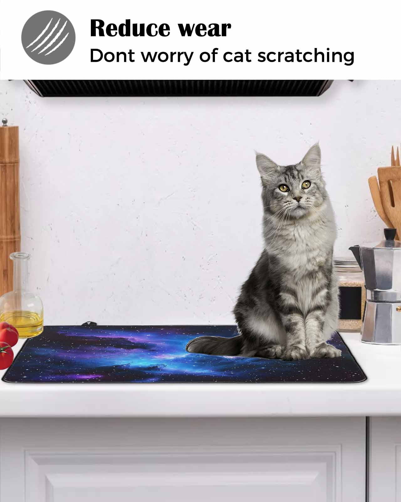 nqOlkjepod Large Induction Cooktop Protector Mat 24"x21", Blue Purple Sky Stove Top Covers for Electric Stove, Modern Abstract Night Stars Decorative Stove Burner Cover Mats, Glass Top Stove Cover