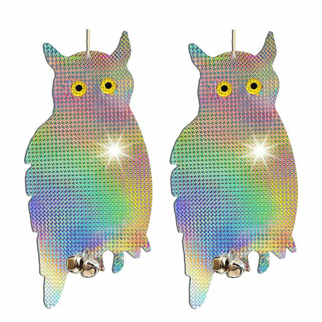KANCOKIT Fake Owl Decoy Scare Garden Hanging Reflective Bird Pigeons Repellent Deterrent