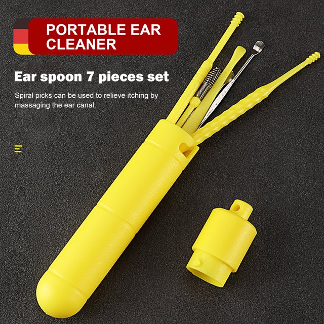 Kit de extracción de cera de oídos Ndcxsfigh 7 piezas acero inoxidable reutilizable amarillo