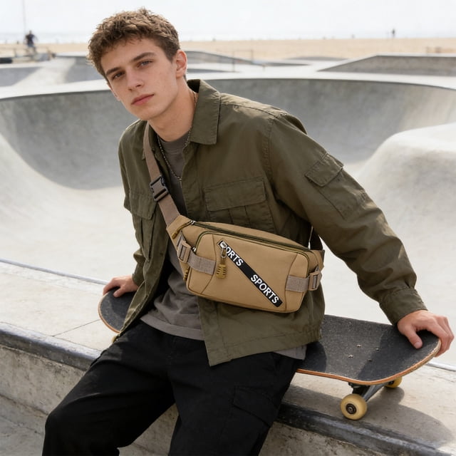 Sac Poitrine Sling Sac à Dos Bandoulière Rangement Multi-Couches Grande Capacité Voyage Randonnée Course Sac de Taille Sangle Ajustable Sac de Jour Décontracté Extérieur pour Hommes Femmes Navettage Cyclisme Gym Transport Quotidien
