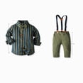 thumbnail image 4 of 3-6 Months Infant Baby Boy 2Pcs Long Sleeves Gentleman Outfit Clothes Sets 9 12 18 Months 2T 3T 4T 5T 6T Formal Bowtie Shirt Suspender Pants Wedding Dress Suits Toddler Boys Winter Clothes,Green, 4 of 5