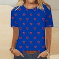 thumbnail image 2 of Swstbby Liquidation d'Économies d'Été! Hauts d'Été pour Femmes Grande Taille, T-Shirt Imprimé Décontracté et Tendance pour Femme à Col Rond à Manches Courtes Bleu P, 2 of 4