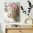 thumbnail image 5 of Room Decor 1pc Rustic Wooden Framed Highland Cow Canvas Art Print, Floral Crown Wall Decor, Woven Bachelor Party Home & Office Decoration, Unique Christmas Gift Idea,, 5 of 6