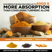 Turmeric Curcumin Supplement - 2400mg Organic Turmeric Per Serving - 95% Curcuminoids & BioPerine Black Pepper Extract for Best Absorption - Natural Vegan Joint Support, Bottled in USA - 120 Capsules