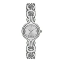 Time & Tru Women's Wristwatch: Silver Tone Round Case and Dial, Silver Interlocking Bracelet (FMDOTT099)