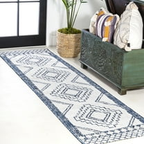 JONATHAN Y SANTA MONICA 2 x 10 Runner Rug, Marokko Diamond Tribal Medallion - Ivory/Blue, SMB127C-210