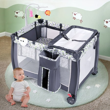Foldable Travel Baby Crib Playpen Infant Bassinet Bed w/ Carry