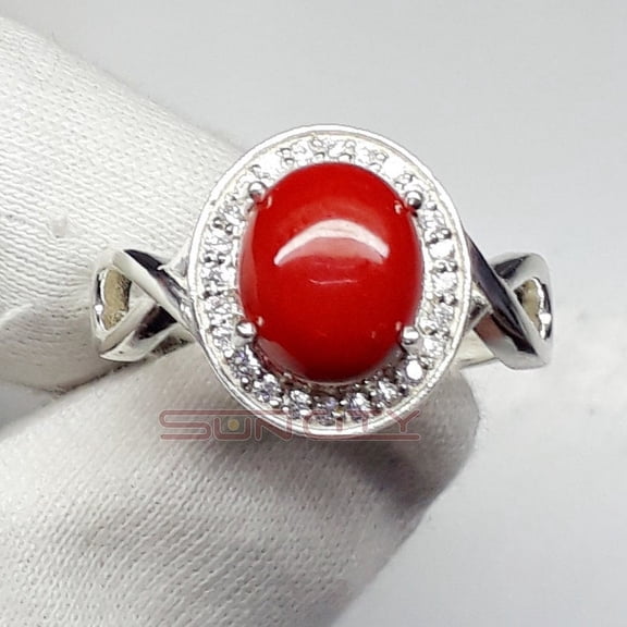 Natural Coral Ring-Red Coral Stone Ring's gift ring-Astrological-Ring For Unisex-Birthstone Jewelry-Birthday Gift For Him