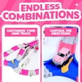 thumbnail image 3 of 168 piezas de juguete de pista de carreras flexible, mágico, rosa, se unen para crear un juego de coches de pista flexible para niños pequeños, niños y niñas, 3 of 5