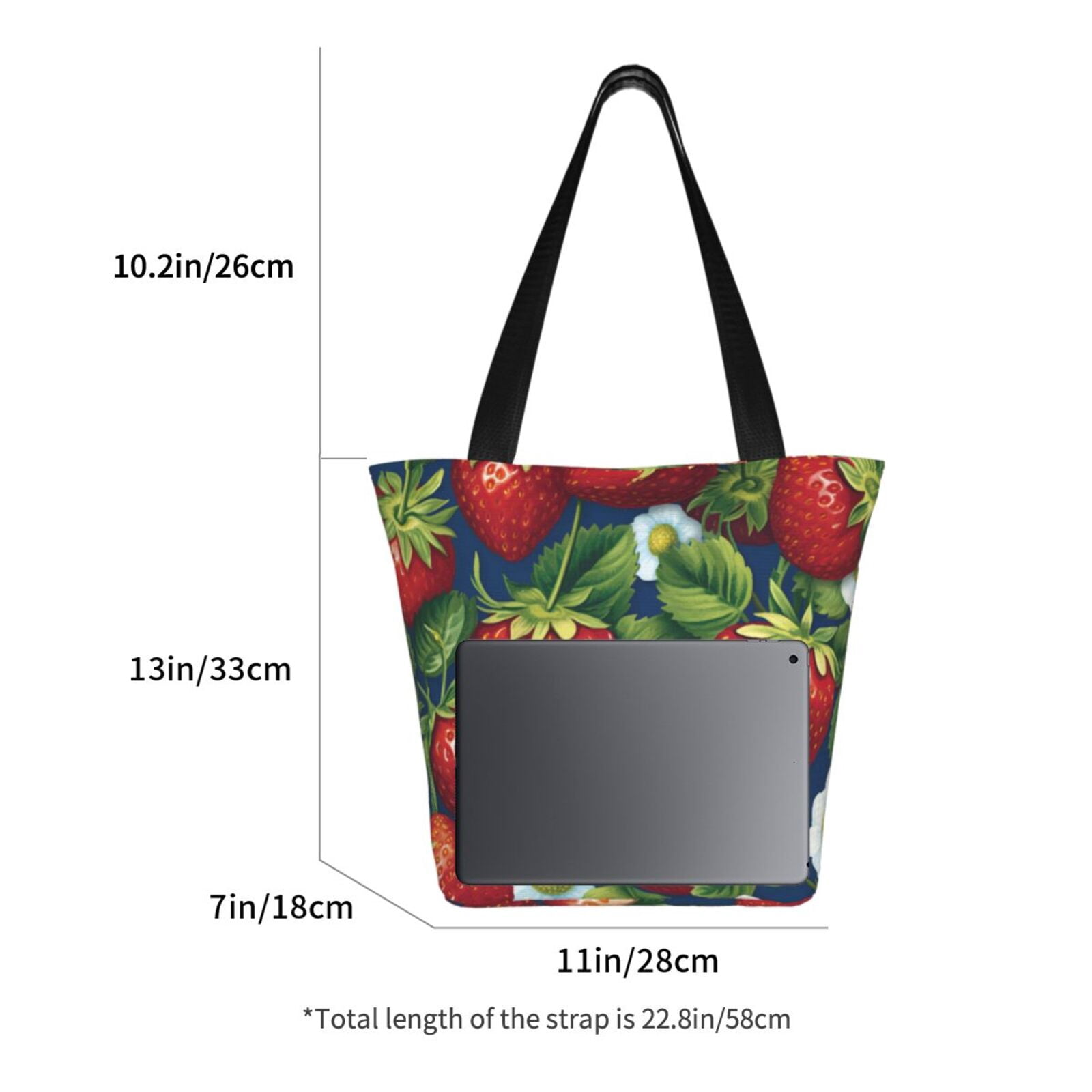 Ratiio Strawberry2 Print Shoulder Bag for Women, Polyester Crossbody Purse Lightweight Handbag for Daily Travel and Casual Use