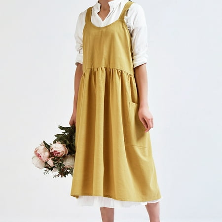 

Winter Savings Clearance! SuoKom Washed Cotton Linen Kitchen Apron For Cooking Baking Ruffles Work Clean Apron
